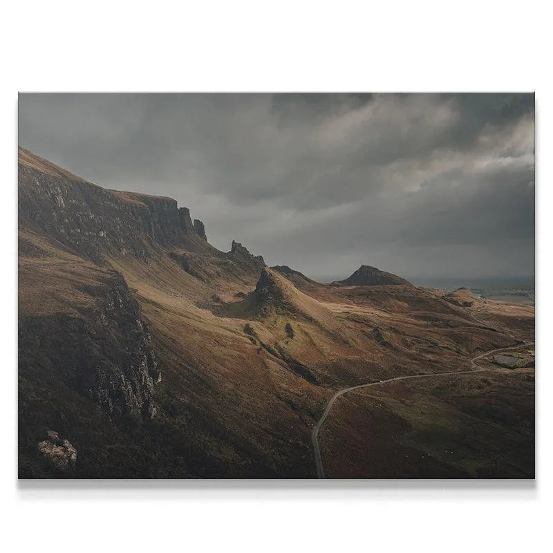Full landscape view of 'Highland Roar' featuring the winding road texture across the moorland.
