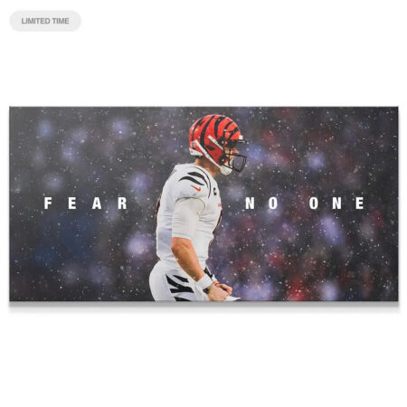 Full panoramic view of 'Joe Burrow - Fear No One' wall art against a clean white background.
