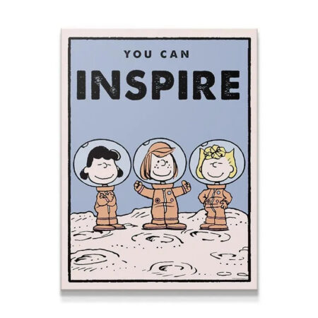 Full view of the 'Kids PEANUTS - You Can Inspire' poster centered on a white background, highlighting the blue and peach color scheme.