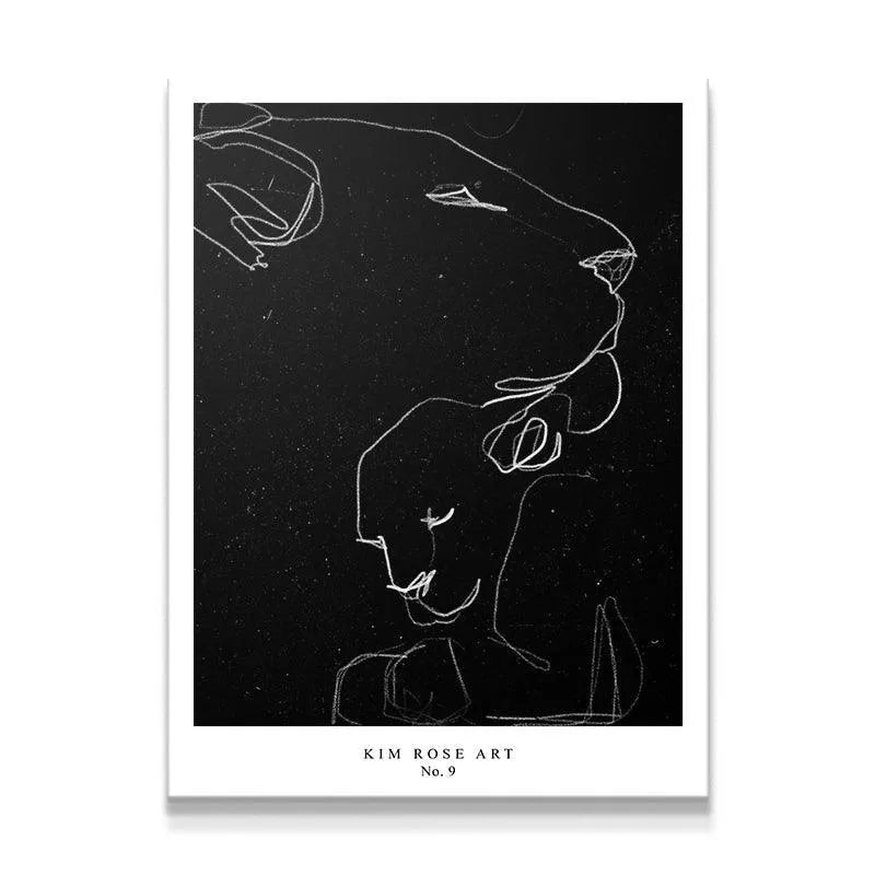 Full view of the 'Lioness - Black' minimalist line art print by Kim Rose.