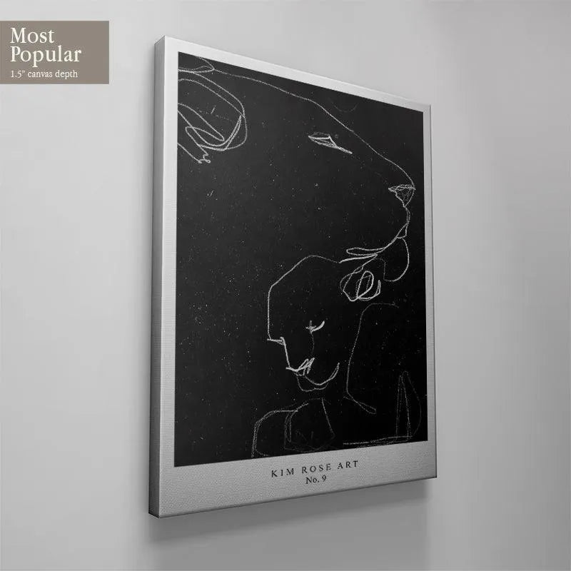 The lower portion of the 'Lioness - Black' print showing the second figure outline and artist's signature.