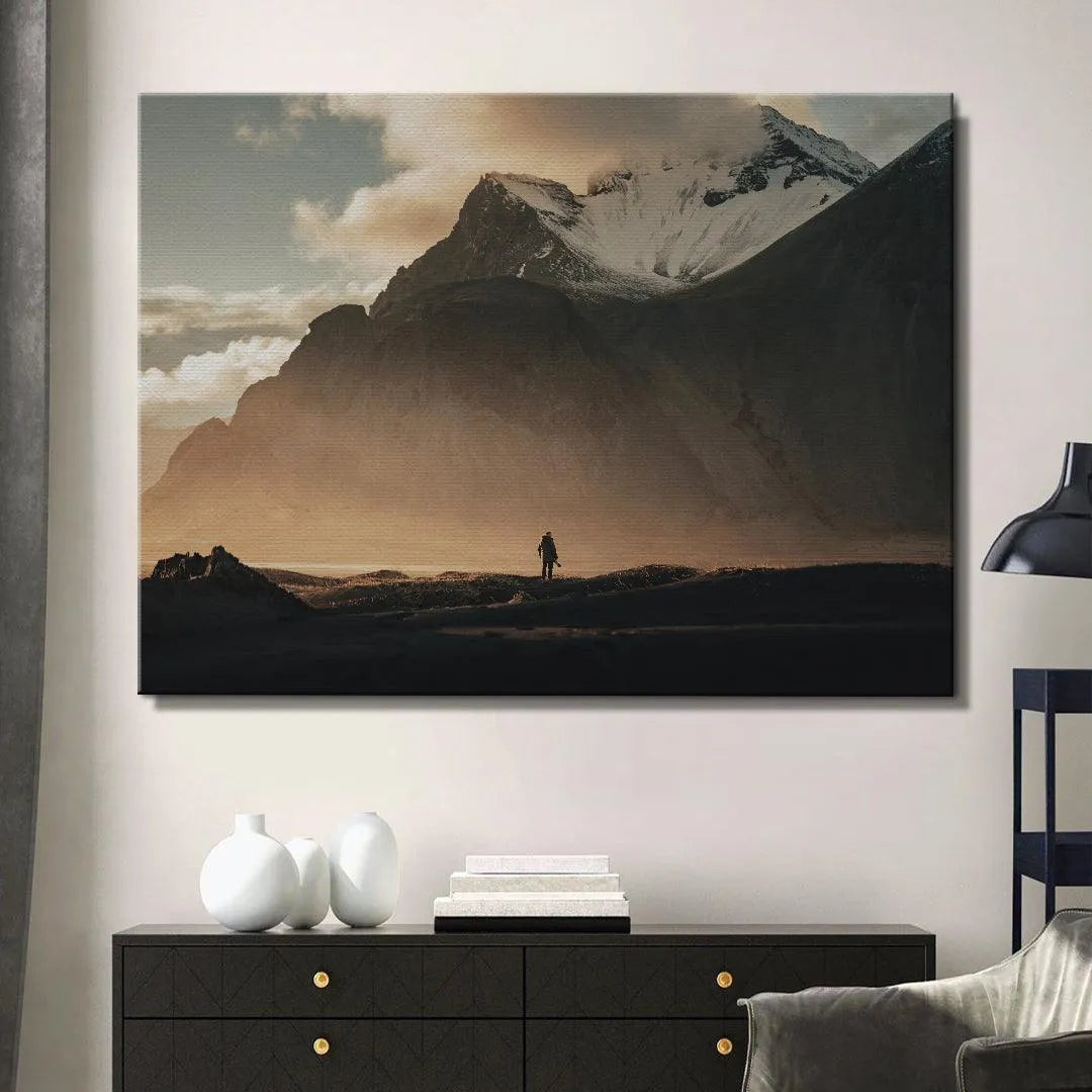 Horizontal orientation of the 'Lonely Stokk' photograph emphasizing the vast expanse of the valley floor and horizon line.