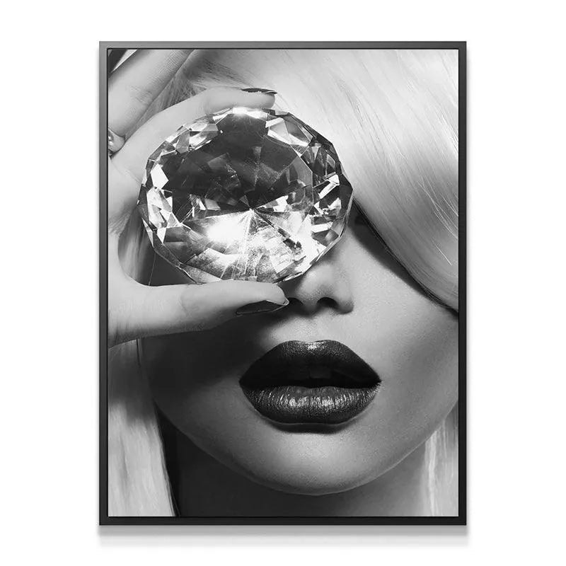 Black and white glamour portrait featuring the enigmatic Looking Glass motif.