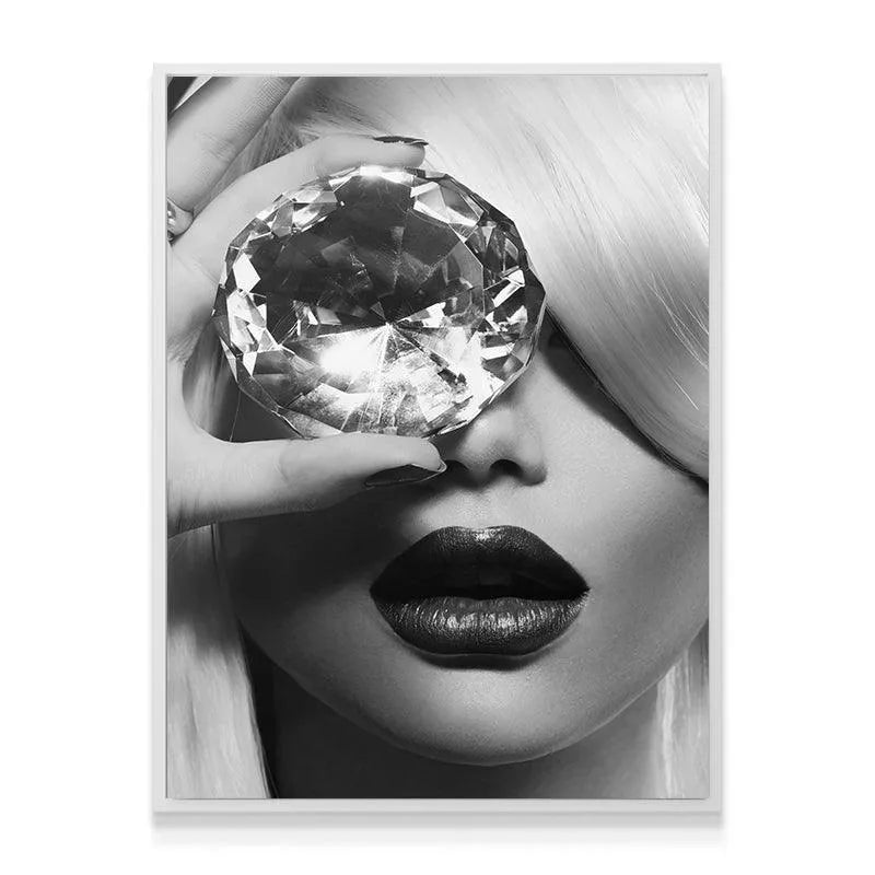 Detailed texture shot of the glossy dark lips in the Looking Glass print.