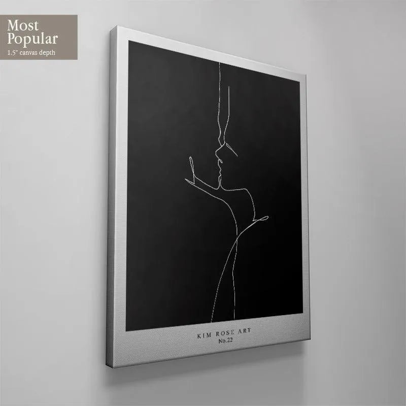 Black and white aesthetic view of the abstract couple profiles in Lovers - Black.