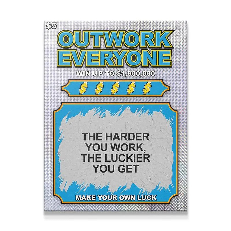 Full overhead view of the holographic motivational Lucky Ticket print