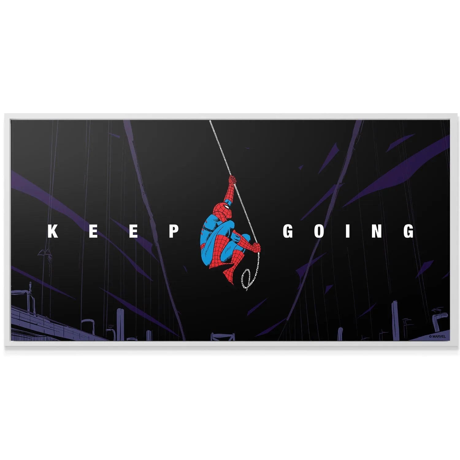 Textual focus showing the bold white lettering "KEEP GOING" from the Marvel - Spider-Man - Keep Going print.