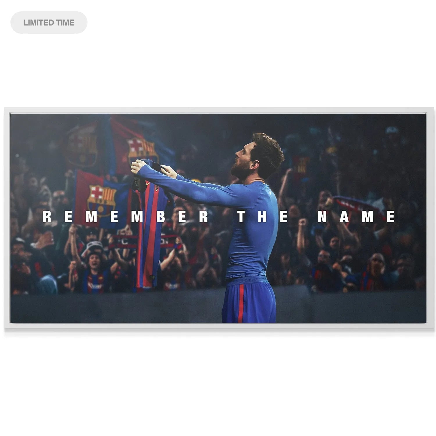 Dramatic perspective view highlighting the roaring crowd surrounding the star in the background of 'Messi - Remember The Name 2'.