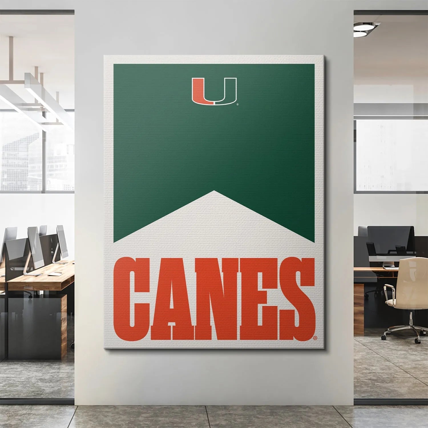 Corner perspective showing the crisp white border framing the vibrant 'Miami - Marlboro Minimalism' artwork.