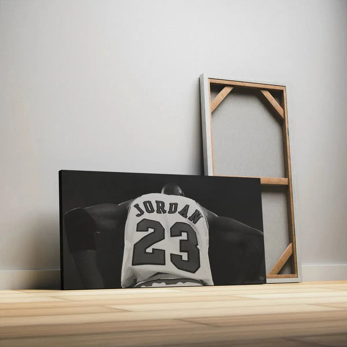 Detailed focus on the stitched '23' numerals on the back of the jersey in Michael Jordan - Larger Than Life.