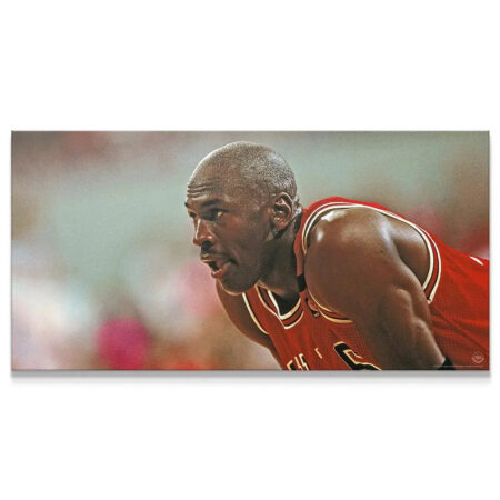 Intense profile close-up showing determination, capturing the Michael Jordan - Mindset.
