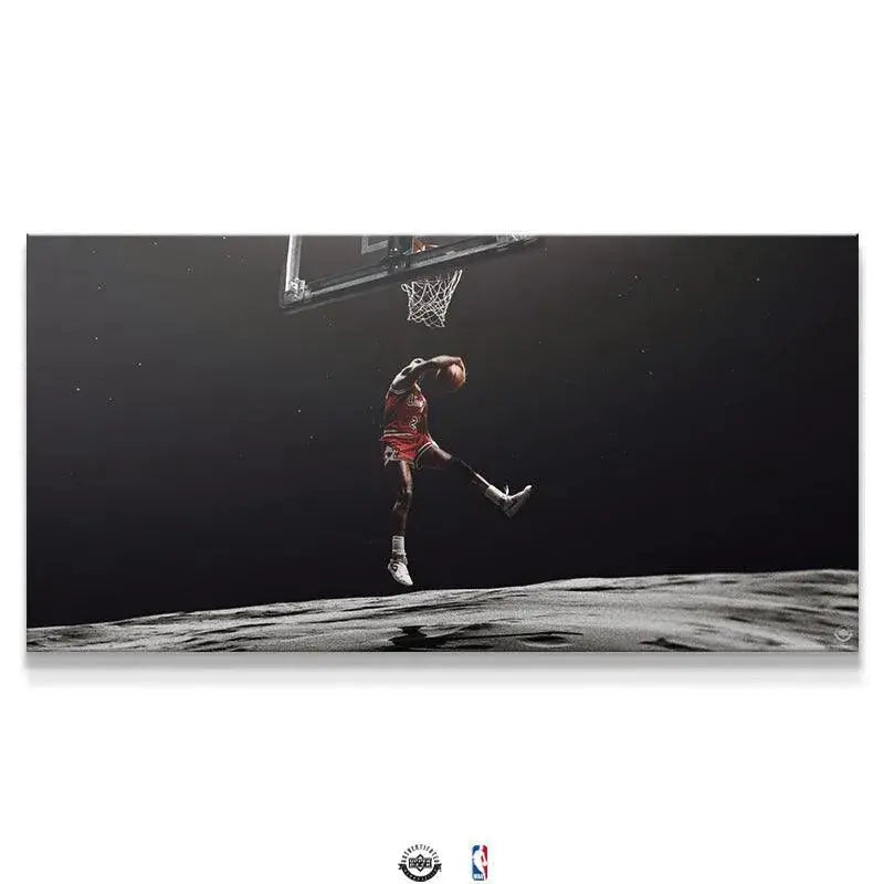Full panoramic view of the conceptual Michael Jordan - Moon Landing fine art print.