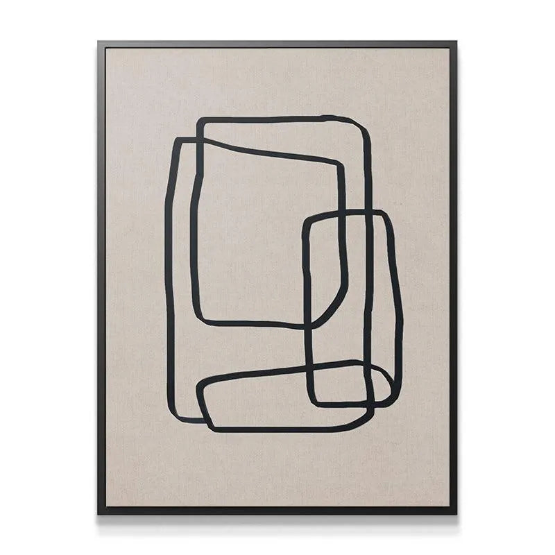 Full front view of the geometric abstract wall art titled Mindful Black.