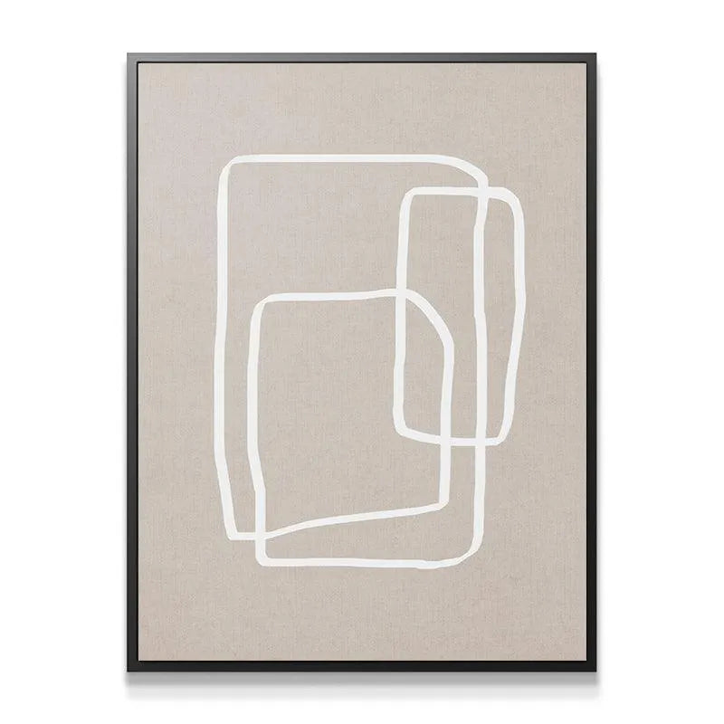 Full frontal view of the Mindful White artwork on a neutral studio wall.