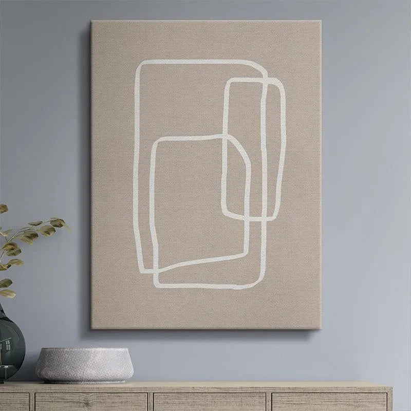 The subtle beige background texture beneath the thick white lines of Mindful White.