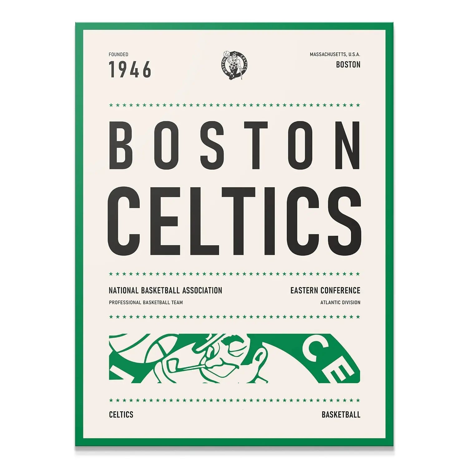 Team Poster - Celtics - Premium NBA Basketball Canvas Wall Art by MasterPeaceWall