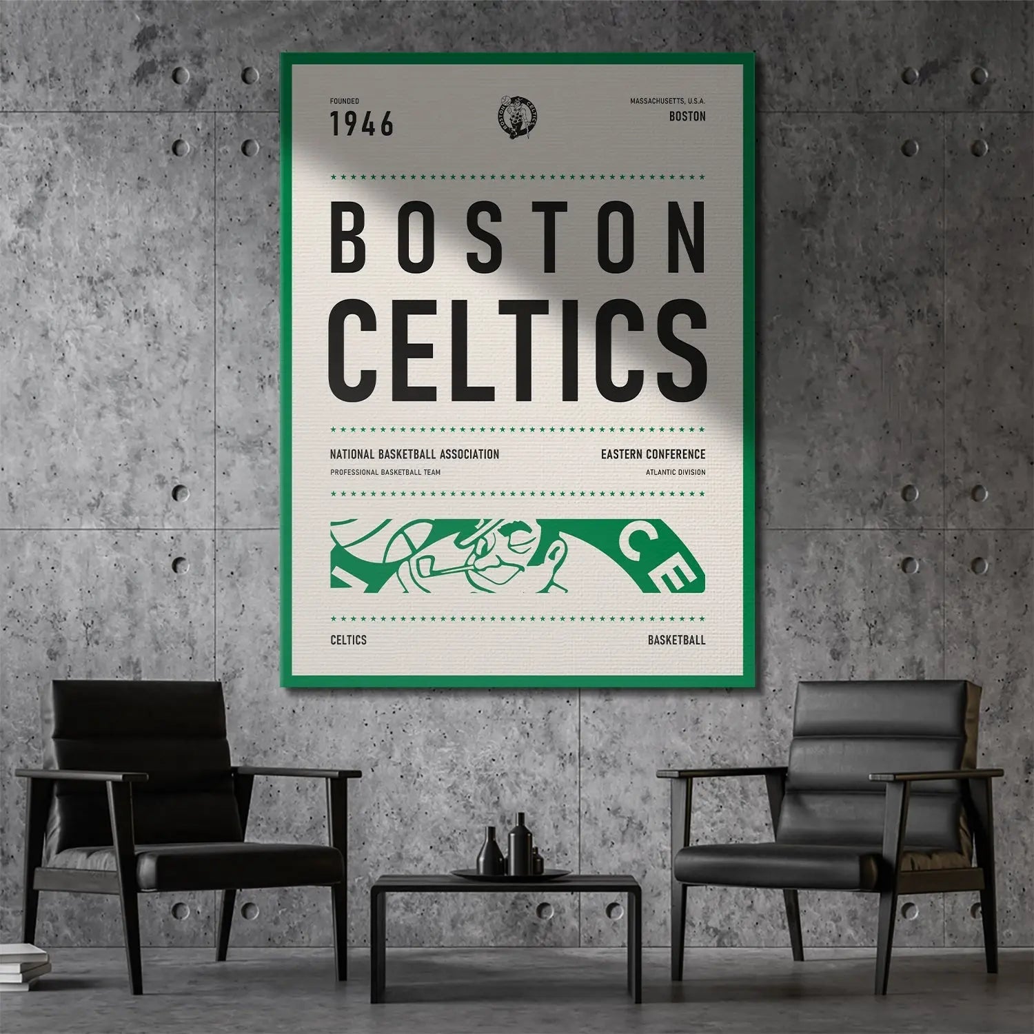Team Poster - Celtics - Premium NBA Basketball Canvas Wall Art by MasterPeaceWall