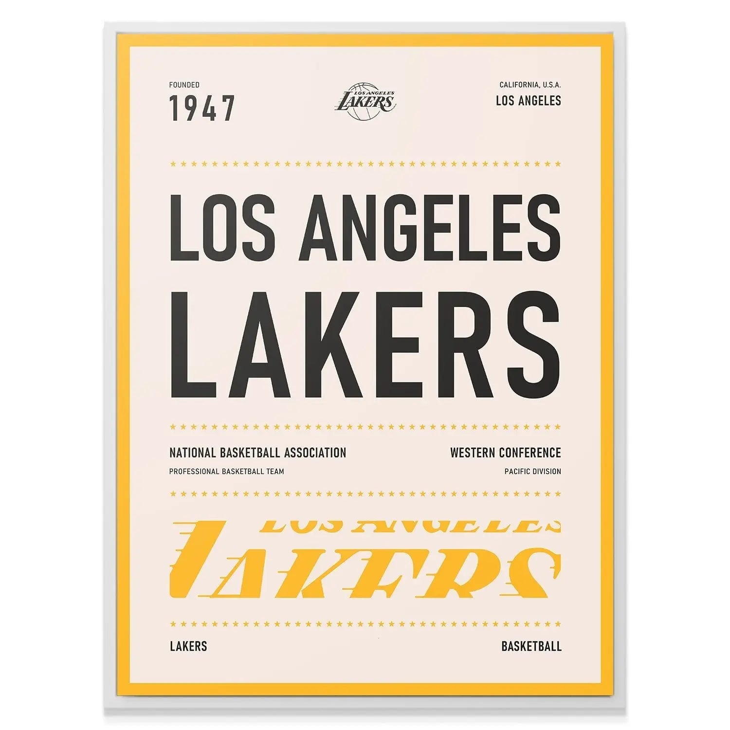 Team Poster - Lakers - Premium NBA Basketball Canvas Wall Art by MasterPeaceWall
