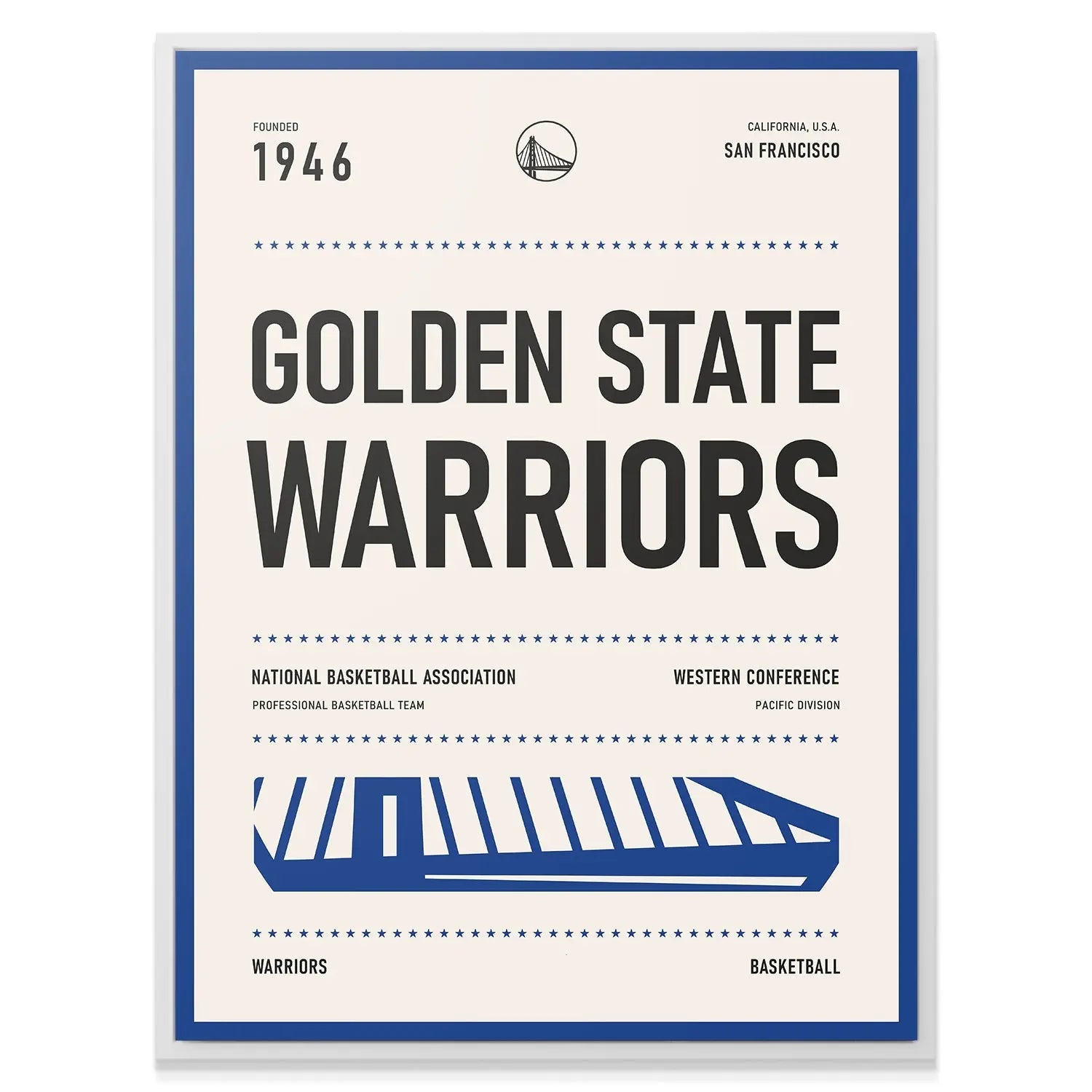 Team Poster - Warriors - Premium NBA Basketball Canvas Wall Art by MasterPeaceWall