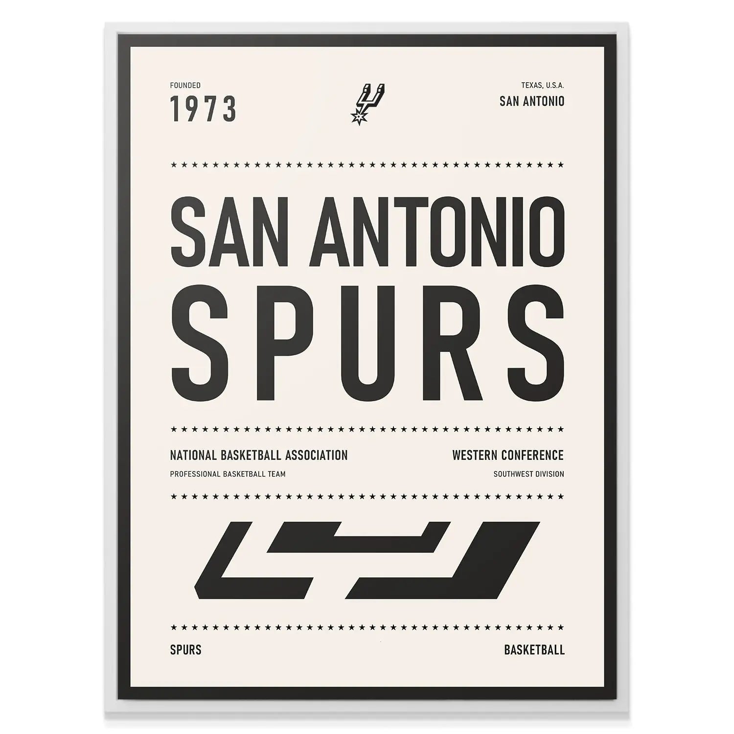Team Poster - Spurs - Premium NBA Basketball Canvas Wall Art by MasterPeaceWall