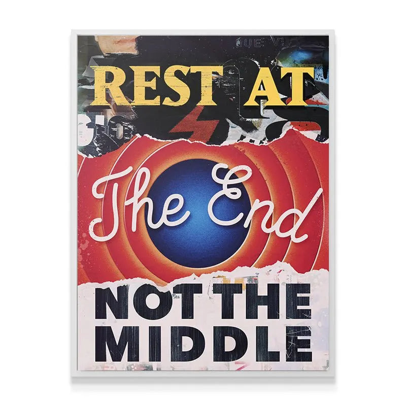 Full view of the vibrant, colorful Rest At The End (Cartoon) motivational canvas print.