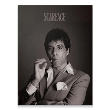 Full vertical view of the classic Scarface - Cigar black and white portrait poster.