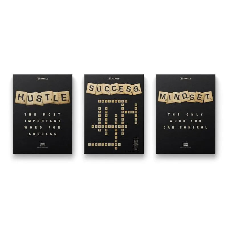 Detail of the 'SUCCESS' crossword grid poster, highlighting smaller traits included in the powerful Scrabble Bundle.