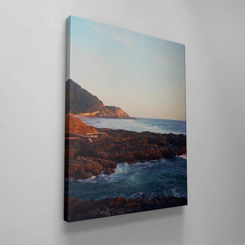 Vertical orientation analysis of the blue and gold sky gradient in the 'Seaside' landscape photography.