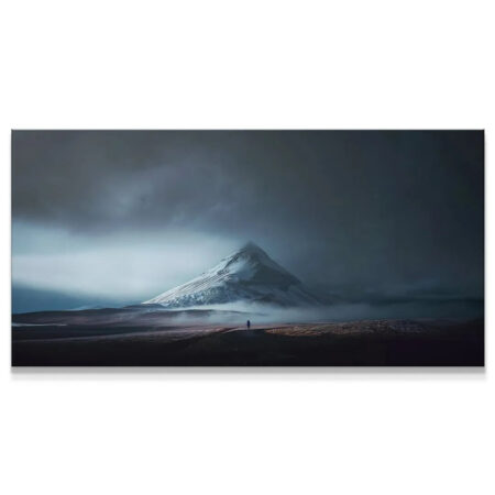 Close-up of the solitary figure against the vast,desolate landscape in 'Take the Risk (Night No Quote)' artwork.