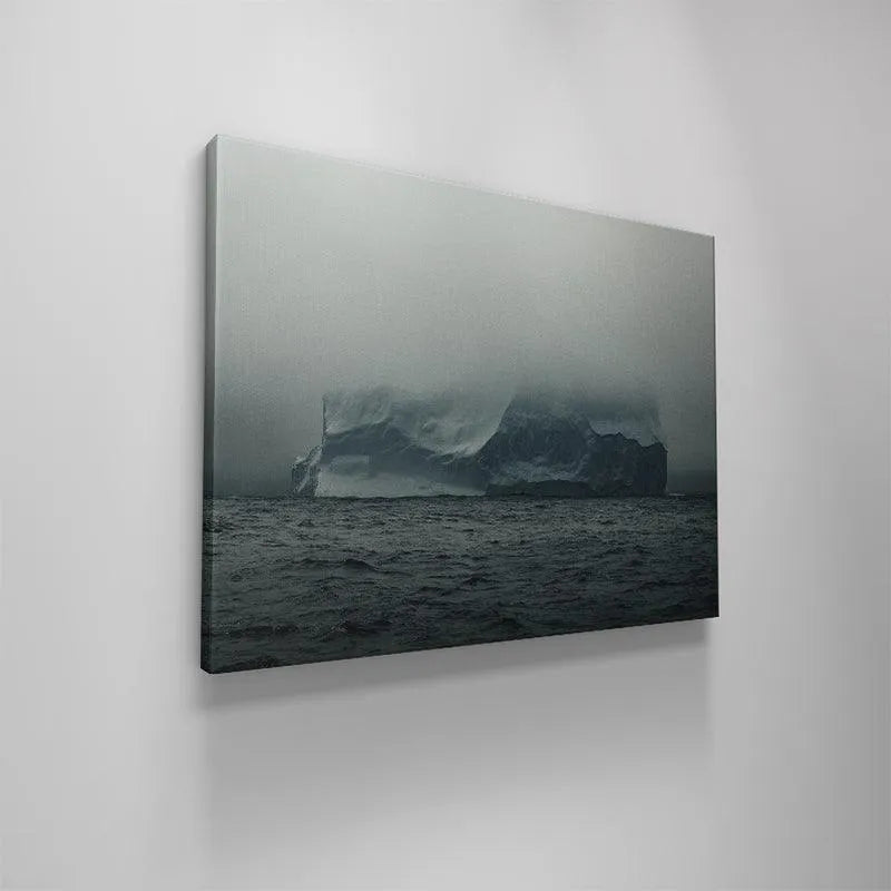 Close-up on the sheer, vertical face of the ice formation highlighted in the stunning fine art print, The Arctic Walls Views.