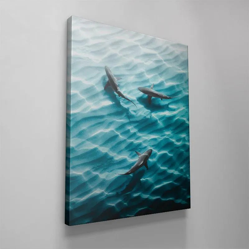 Lifestyle image showing 'The Hard Way' canvas mounted in a modern minimalist living room setting.