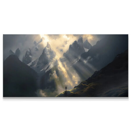 Full panoramic view of mountain peaks and sun rays, representing 'This Too Shall Pass (No Quote)'.