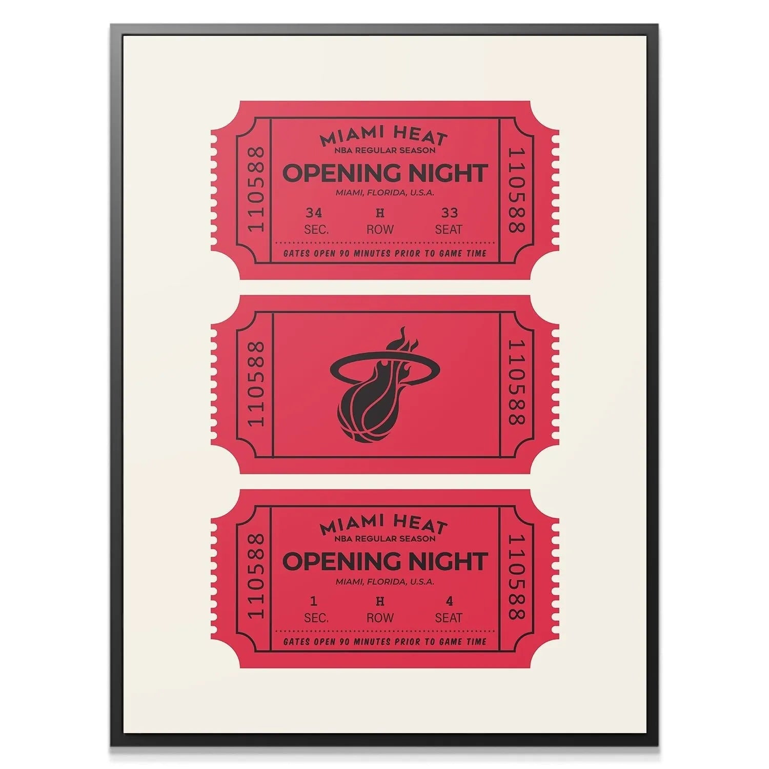 Close-up detail shot of the top Tickets - Heat showing the specific section and seat numbers.
