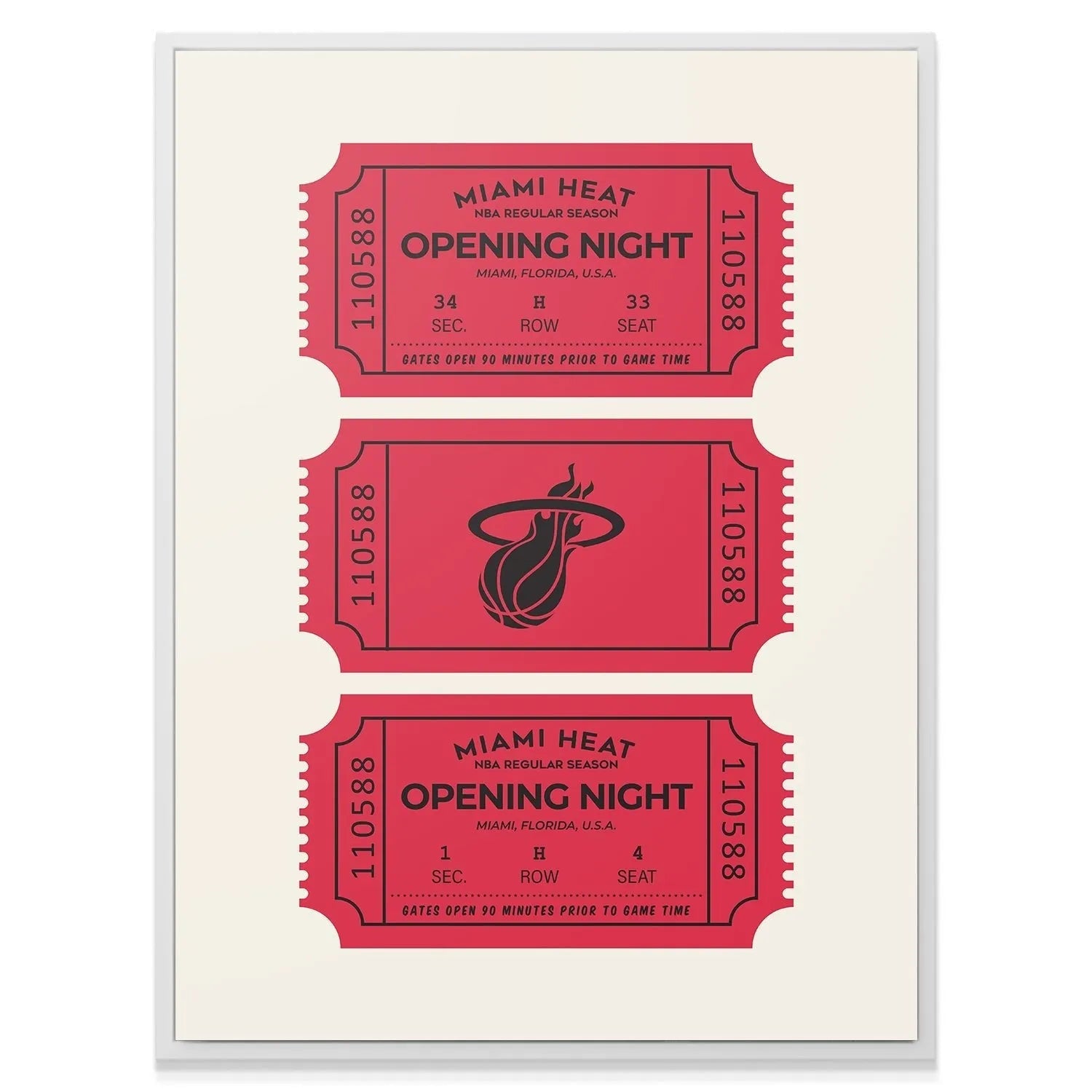Angled shot highlighting the perforated edge design replicated along the sides of the Tickets - Heat graphic.
