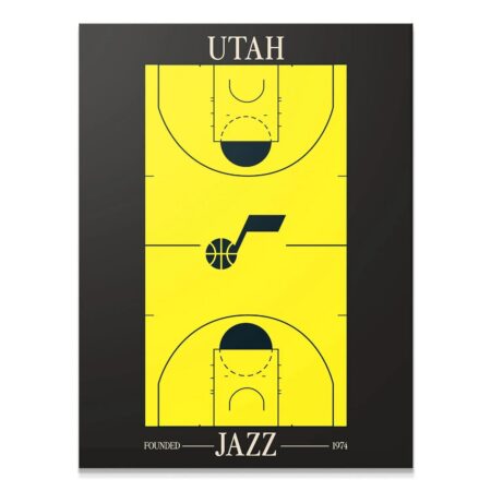 Full overhead view showing the stark yellow and black contrast of the Top Court Design - Jazz print.