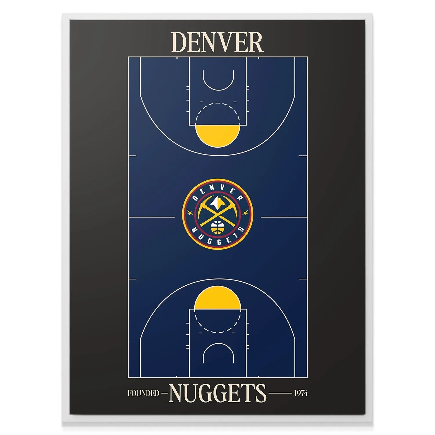 Texture view of the matte finish of the high-quality Top Court Design - Nuggets wall art.