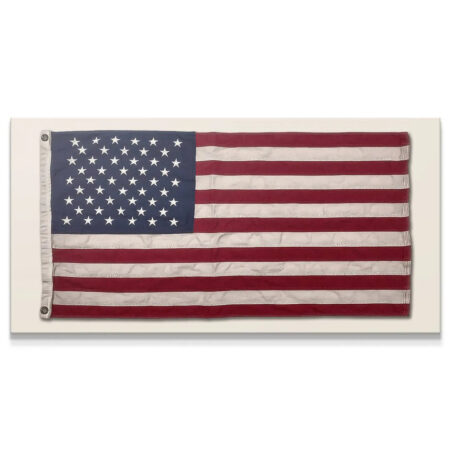 Close-up shot of the textured fabric and reinforced stitching of the USA Flag.
